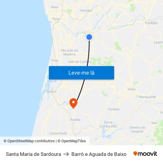 Santa Maria de Sardoura to Barrô e Aguada de Baixo map