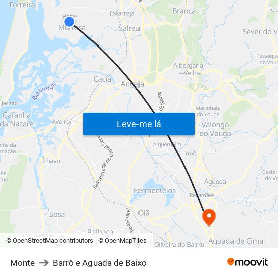 Monte to Barrô e Aguada de Baixo map