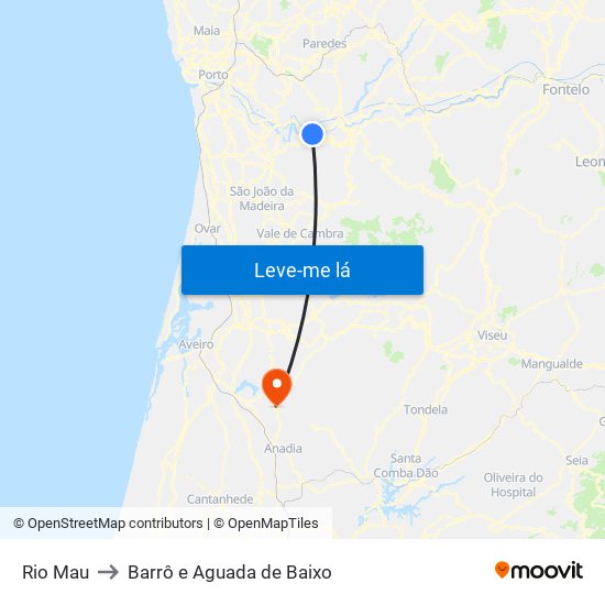 Rio Mau to Barrô e Aguada de Baixo map