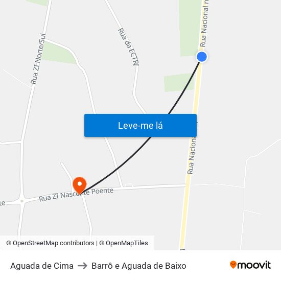 Aguada de Cima to Barrô e Aguada de Baixo map