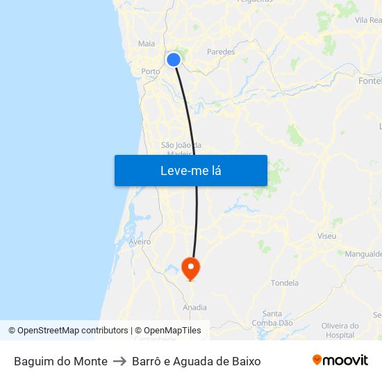 Baguim do Monte to Barrô e Aguada de Baixo map