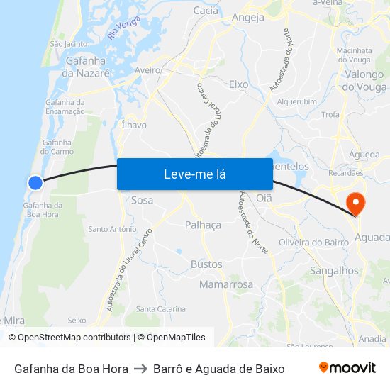 Gafanha da Boa Hora to Barrô e Aguada de Baixo map