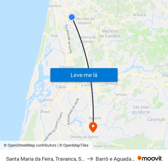 Santa Maria da Feira, Travanca, Sanfins e Espargo to Barrô e Aguada de Baixo map