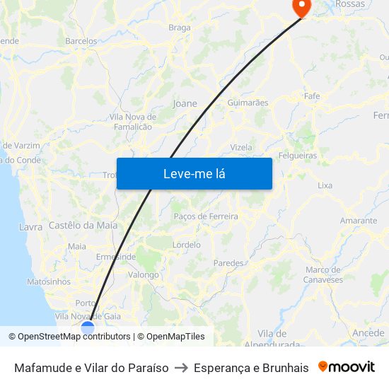 Mafamude e Vilar do Paraíso to Esperança e Brunhais map
