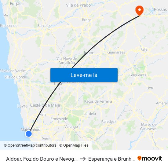 Aldoar, Foz do Douro e Nevogilde to Esperança e Brunhais map