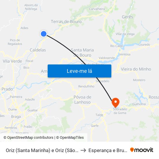 Oriz (Santa Marinha) e Oriz (São Miguel) to Esperança e Brunhais map