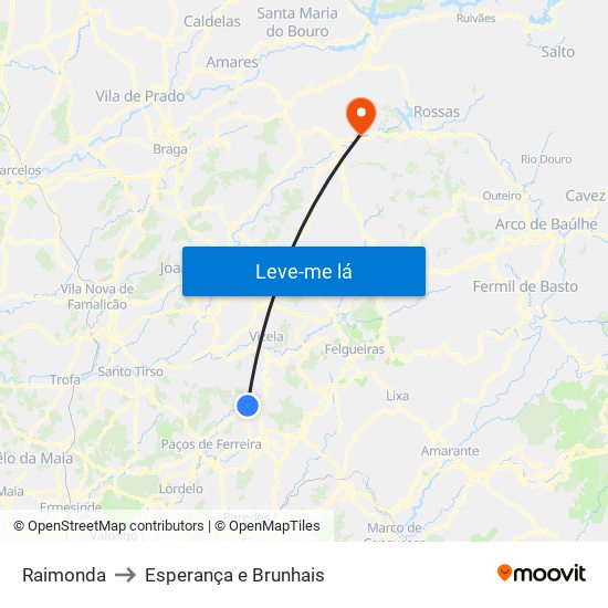 Raimonda to Esperança e Brunhais map