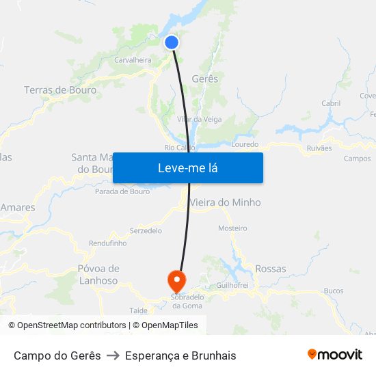 Campo do Gerês to Esperança e Brunhais map