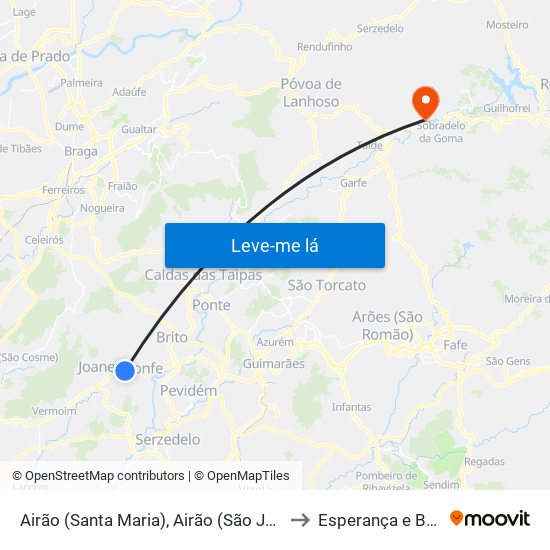 Airão (Santa Maria), Airão (São João) e Vermil to Esperança e Brunhais map