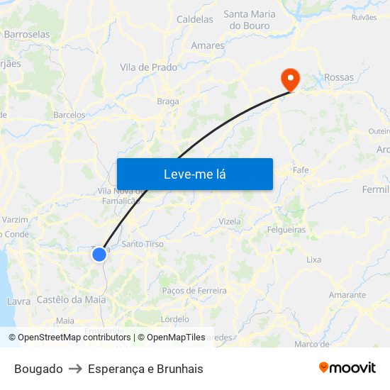 Bougado to Esperança e Brunhais map