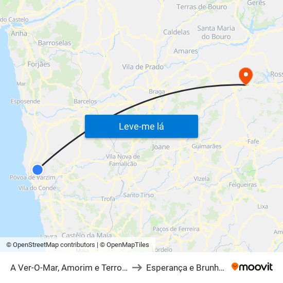 A Ver-O-Mar, Amorim e Terroso to Esperança e Brunhais map