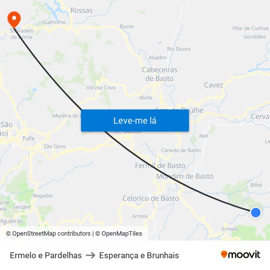 Ermelo e Pardelhas to Esperança e Brunhais map