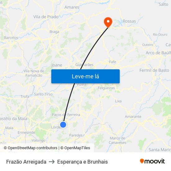 Frazão Arreigada to Esperança e Brunhais map