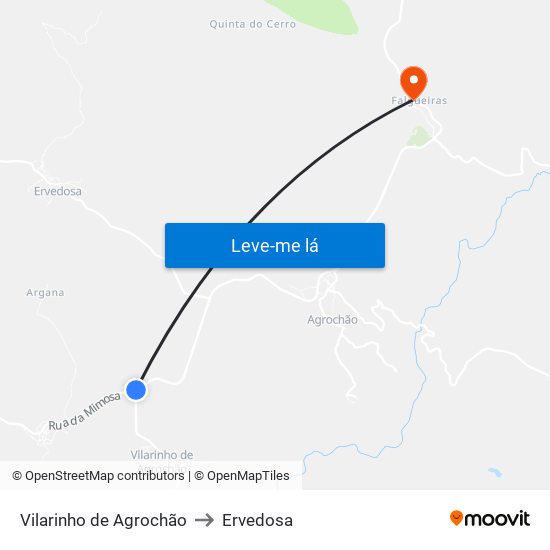 Vilarinho de Agrochão to Ervedosa map