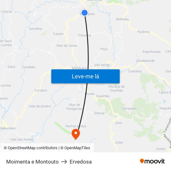 Moimenta e Montouto to Ervedosa map