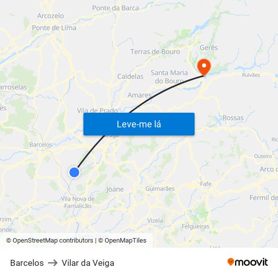 Barcelos to Vilar da Veiga map