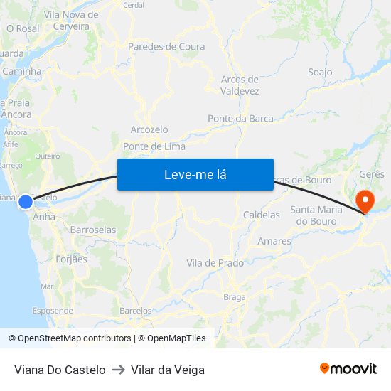 Viana Do Castelo to Vilar da Veiga map