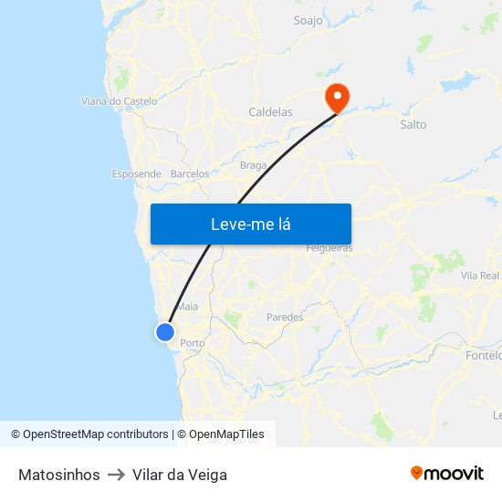 Matosinhos to Vilar da Veiga map