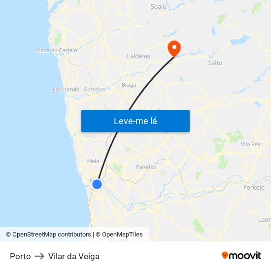 Porto to Vilar da Veiga map