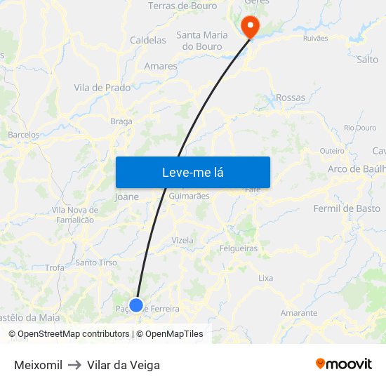 Meixomil to Vilar da Veiga map