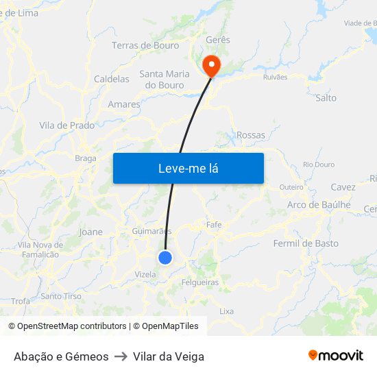 Abação e Gémeos to Vilar da Veiga map