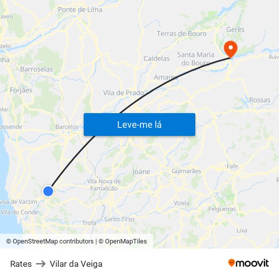 Rates to Vilar da Veiga map