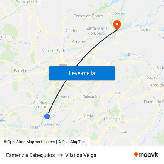 Esmeriz e Cabeçudos to Vilar da Veiga map
