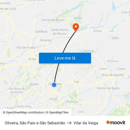 Oliveira, São Paio e São Sebastião to Vilar da Veiga map