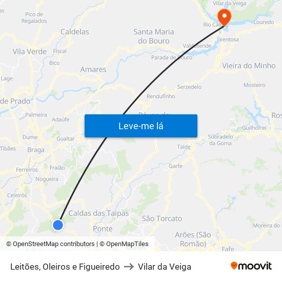 Leitões, Oleiros e Figueiredo to Vilar da Veiga map