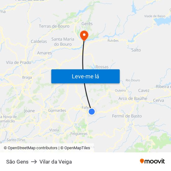 São Gens to Vilar da Veiga map