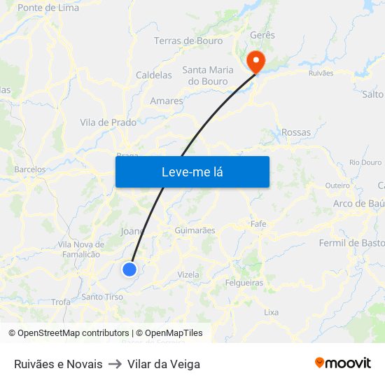 Ruivães e Novais to Vilar da Veiga map