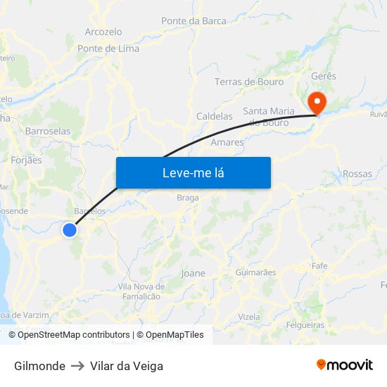 Gilmonde to Vilar da Veiga map