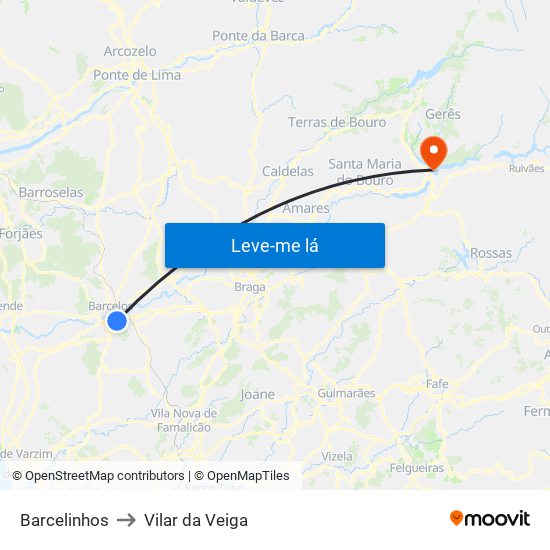 Barcelinhos to Vilar da Veiga map