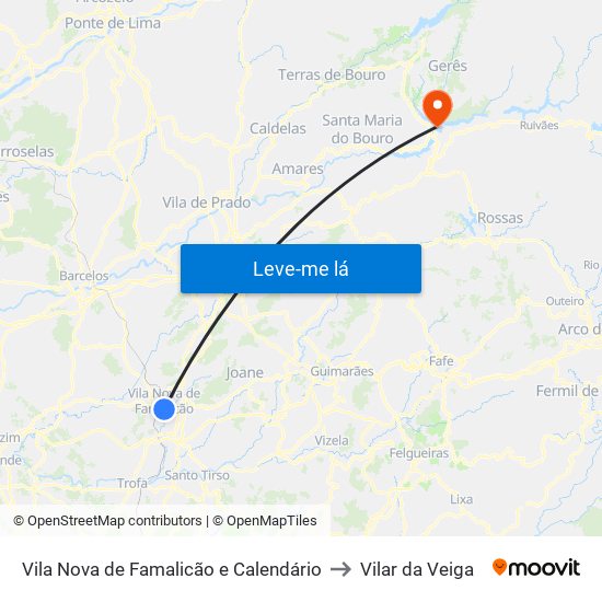 Vila Nova de Famalicão e Calendário to Vilar da Veiga map