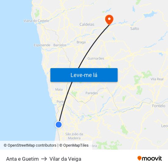 Anta e Guetim to Vilar da Veiga map