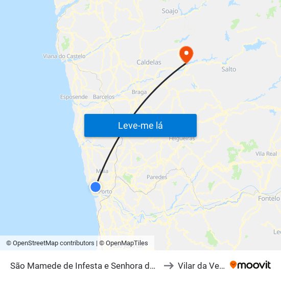 São Mamede de Infesta e Senhora da Hora to Vilar da Veiga map