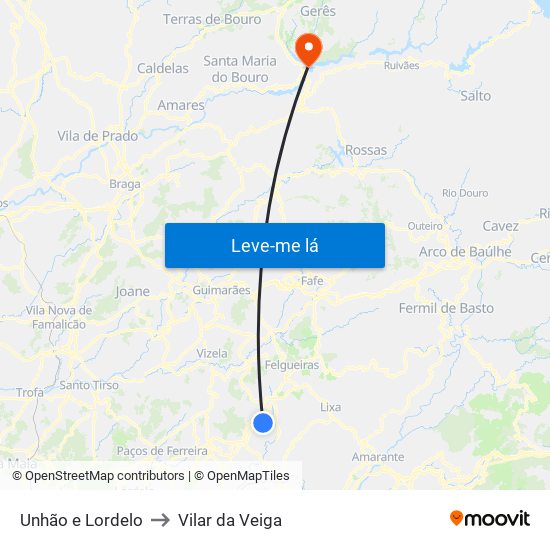 Unhão e Lordelo to Vilar da Veiga map
