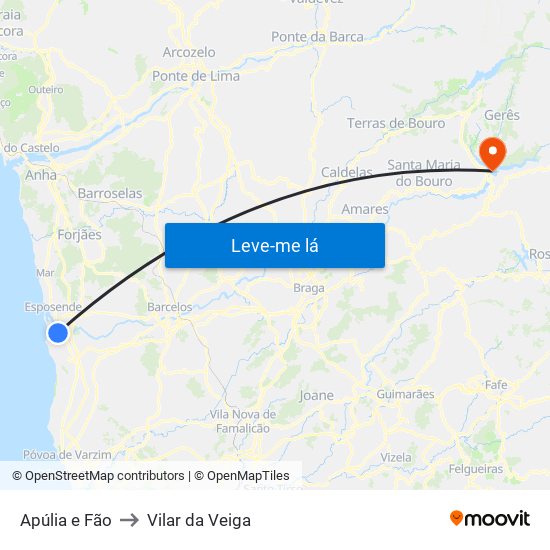 Apúlia e Fão to Vilar da Veiga map
