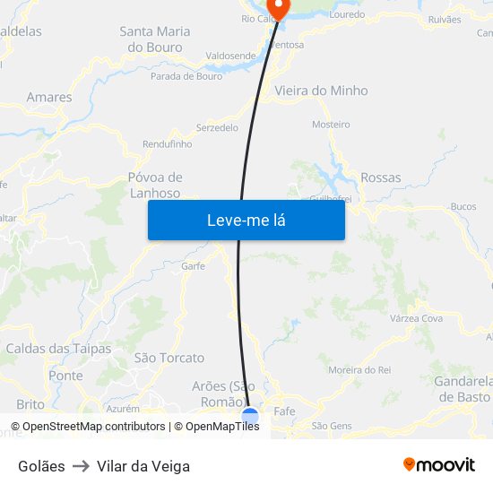 Golães to Vilar da Veiga map