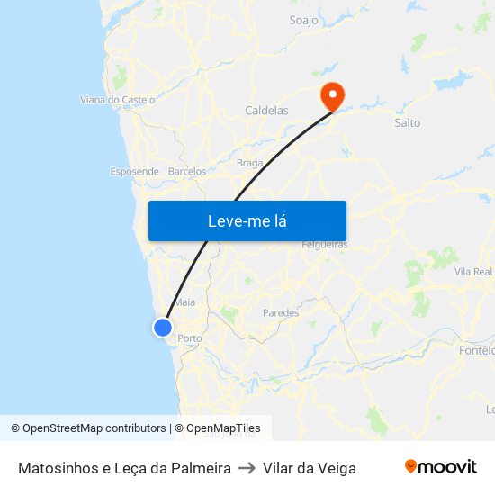Matosinhos e Leça da Palmeira to Vilar da Veiga map