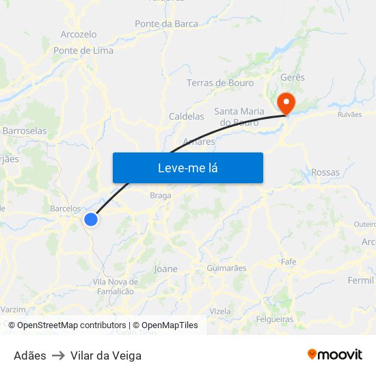 Adães to Vilar da Veiga map