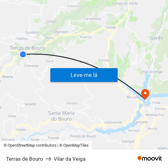 Terras de Bouro to Vilar da Veiga map