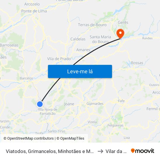 Viatodos, Grimancelos, Minhotães e Monte de Fralães to Vilar da Veiga map