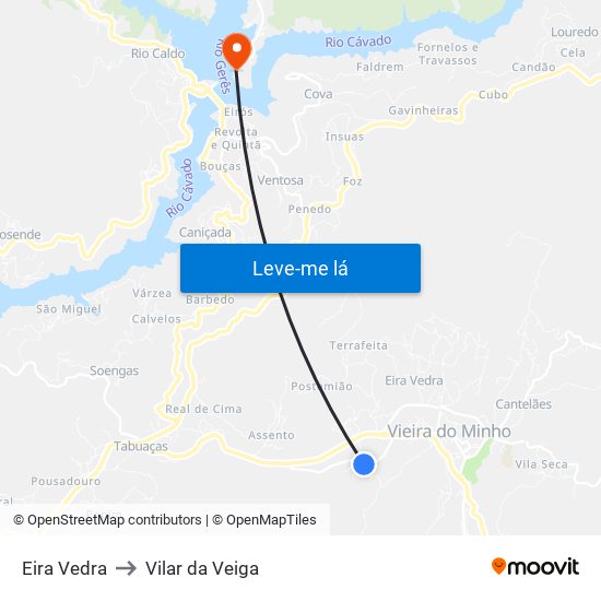 Eira Vedra to Vilar da Veiga map