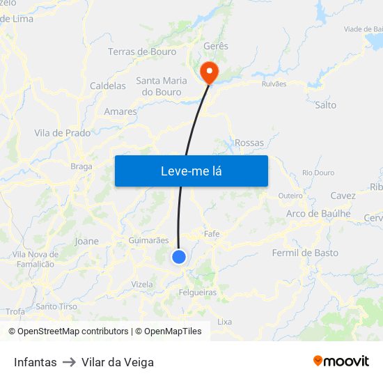 Infantas to Vilar da Veiga map