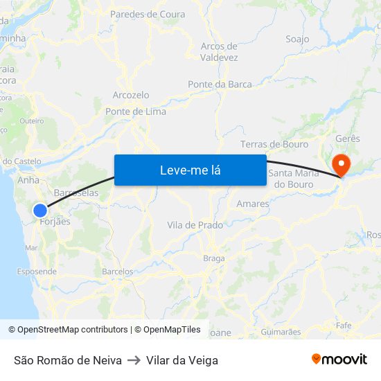 São Romão de Neiva to Vilar da Veiga map