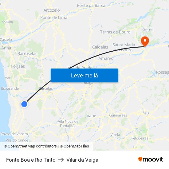 Fonte Boa e Rio Tinto to Vilar da Veiga map