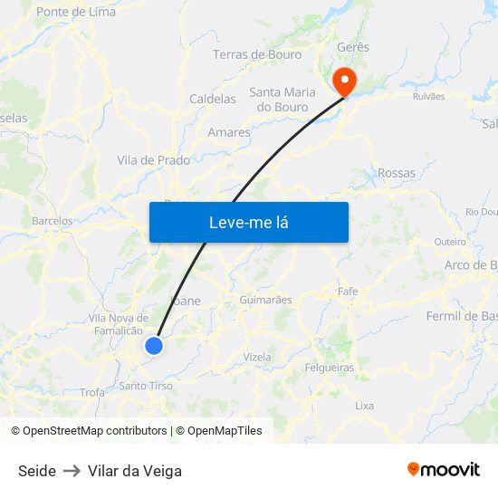 Seide to Vilar da Veiga map