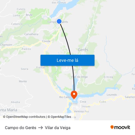 Campo do Gerês to Vilar da Veiga map