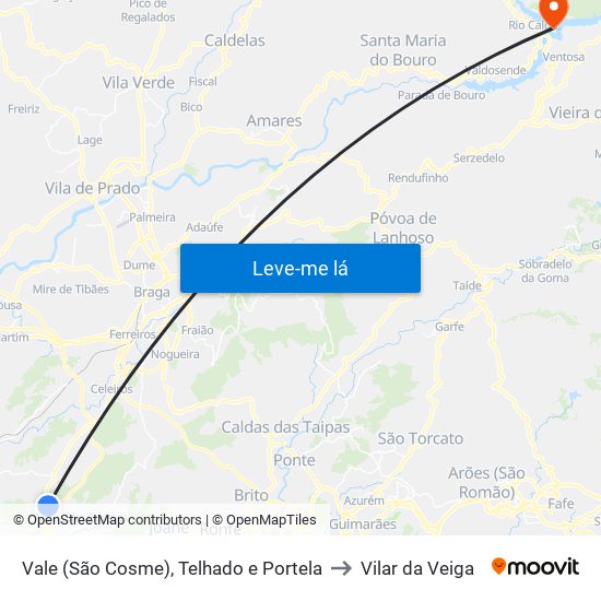 Vale (São Cosme), Telhado e Portela to Vilar da Veiga map